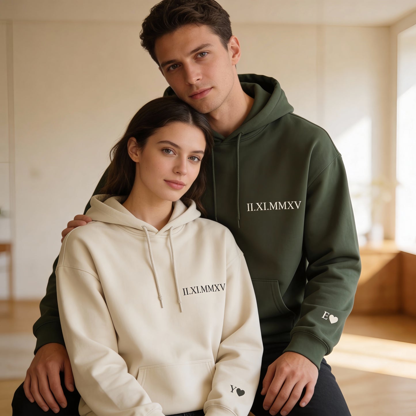 Unser Datum – Personalisiertes Hoodie Set (B/G)