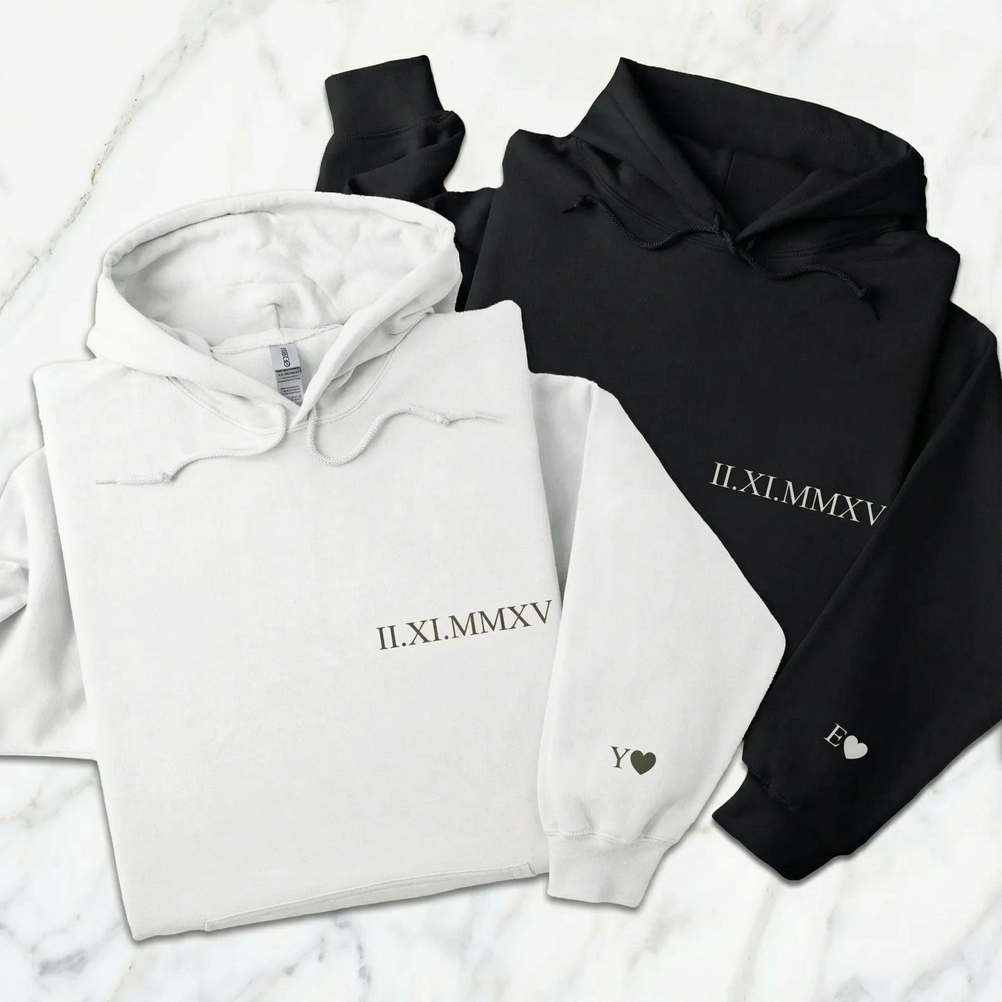 Unser Datum – Personalisiertes Hoodie Set (S/W)