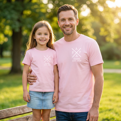 Papa & Mini T-Shirt Set - Personalisiert mit Name & Jahrgang