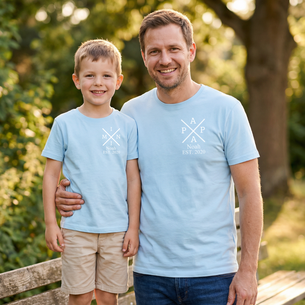 Papa & Mini T-Shirt Set - Personalisiert mit Name & Jahrgang