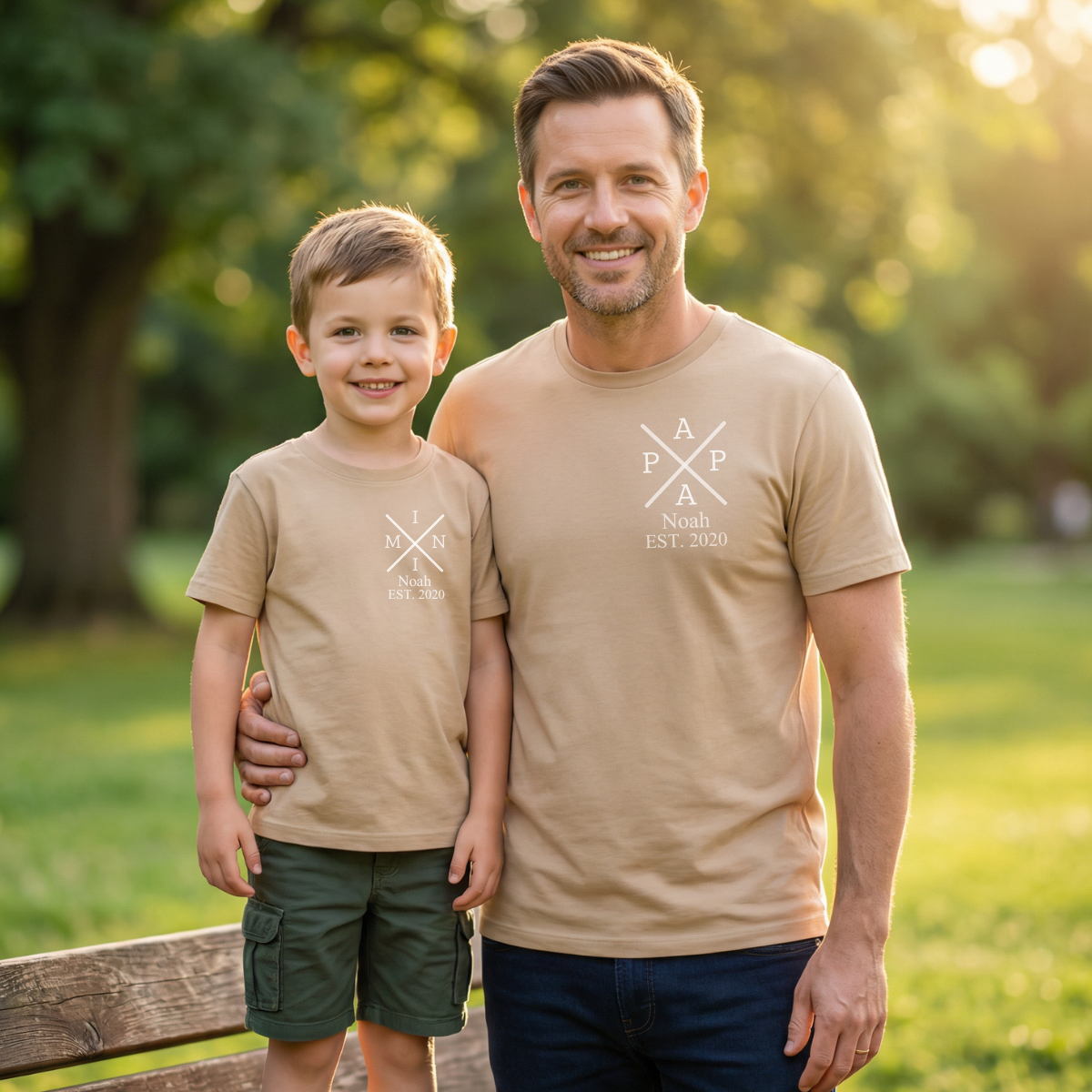 Papa & Mini T-Shirt Set - Personalisiert mit Name & Jahrgang