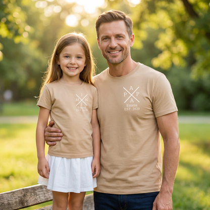 Papa & Mini T-Shirt Set - Personalisiert mit Name & Jahrgang