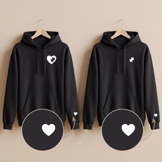 Personalisierte Partnerlook Hoodies "PuzzleHeart" (+ Ärmeldruck)